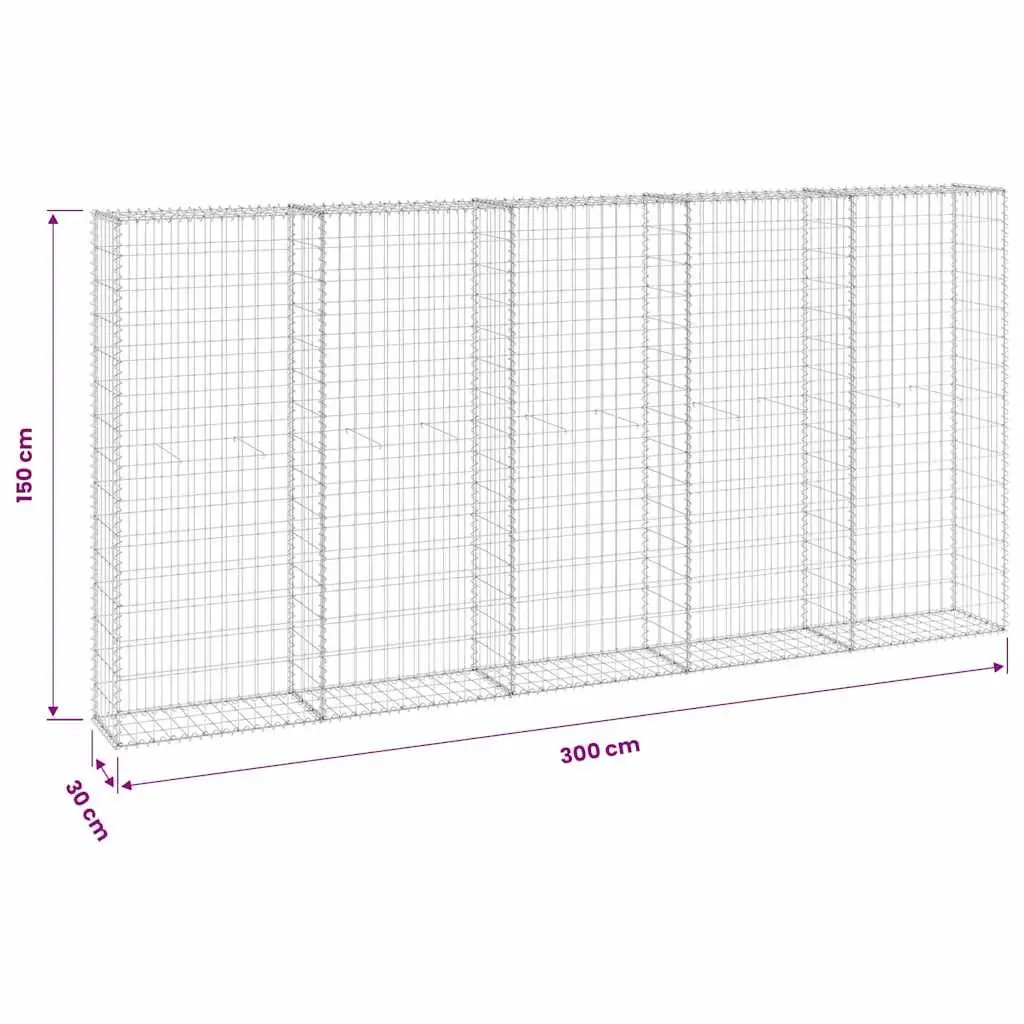 Galvanised Steel Gabion Panel Retaining Wall Structure 300x30x150cm Silver