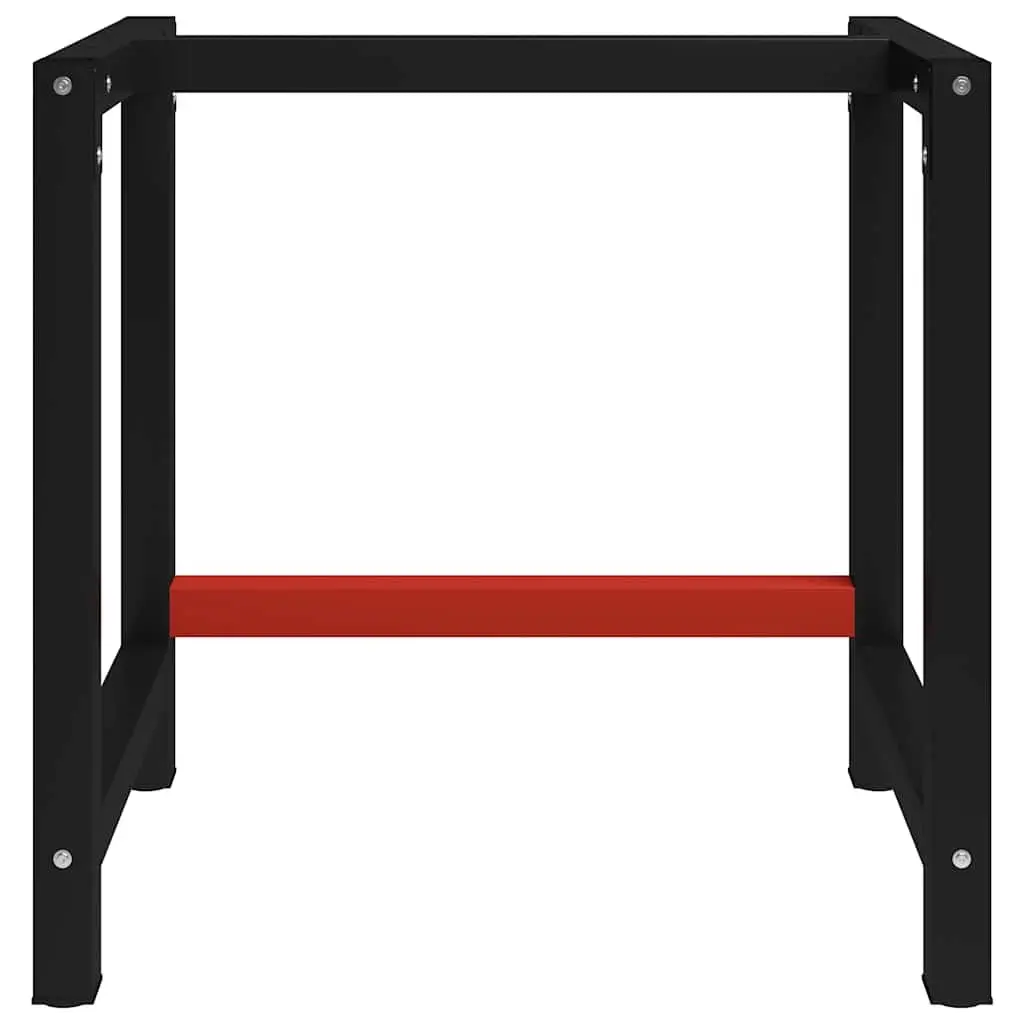 Metal Work Bench Frame Heavy Duty 80x57x79cm Black Red Reinforced Bar