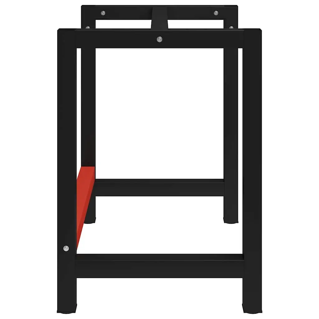 Metal Work Bench Frame Heavy Duty 80x57x79cm Black Red Reinforced Bar