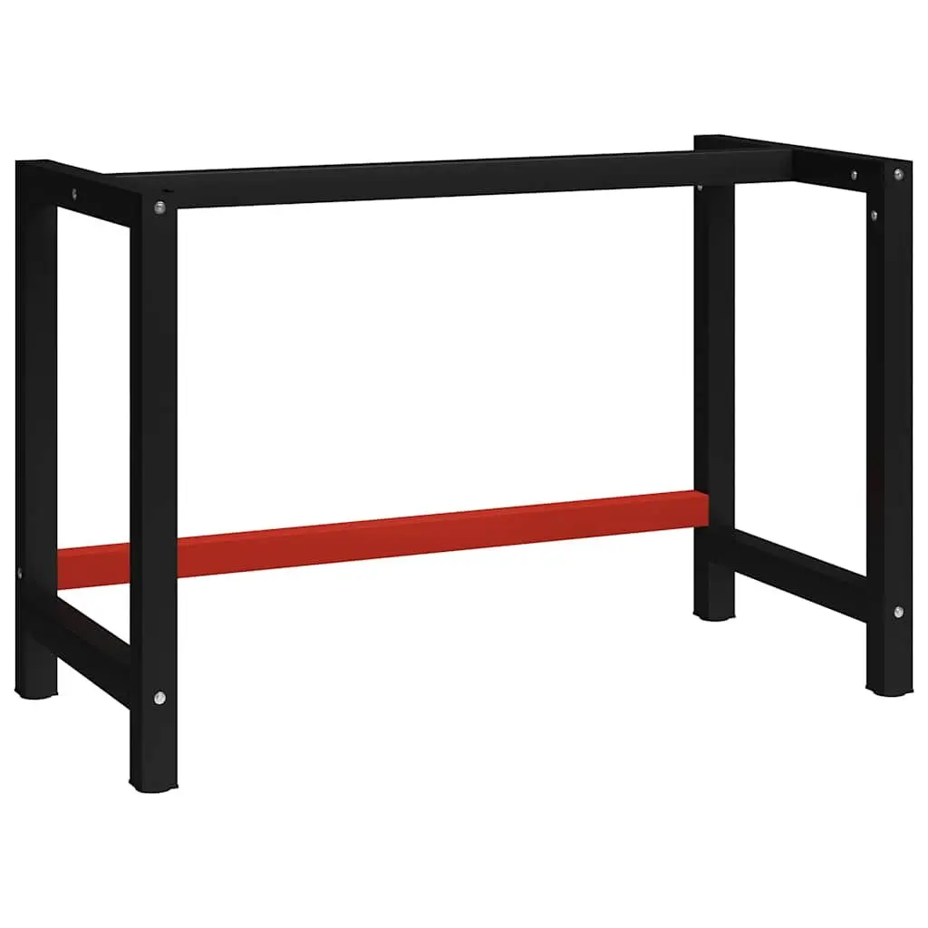 Work Bench Frame Metal 120x57x79cm Black Red Sturdy Workshop Table Legs Support