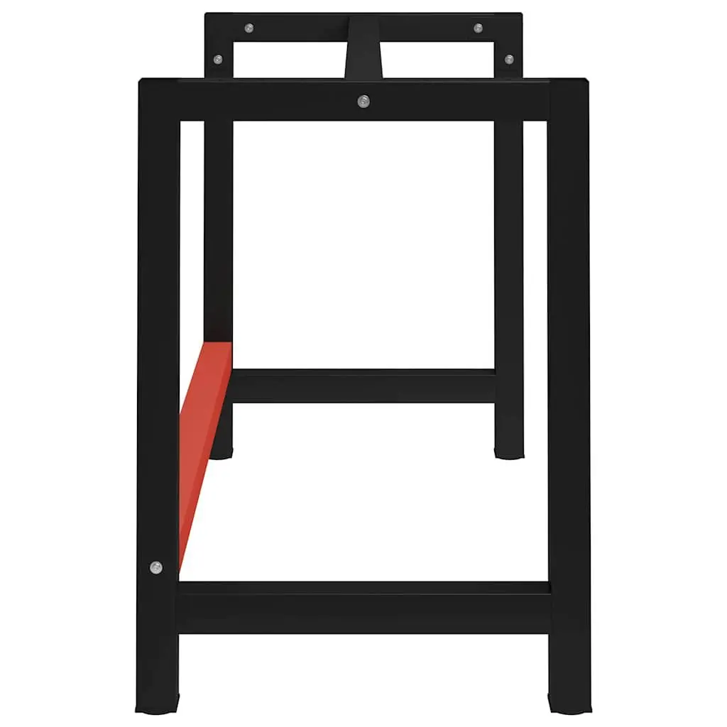 Work Bench Frame Metal 120x57x79cm Black Red Sturdy Workshop Table Legs Support