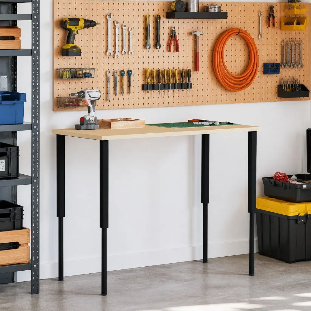 Adjustable Work Bench Frames Metal 55x69-95.5 cm Black 2 Piece