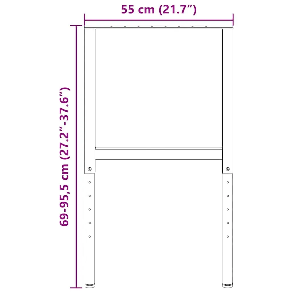 Adjustable Work Bench Frames Metal 55x69-95.5 cm Black 2 Piece