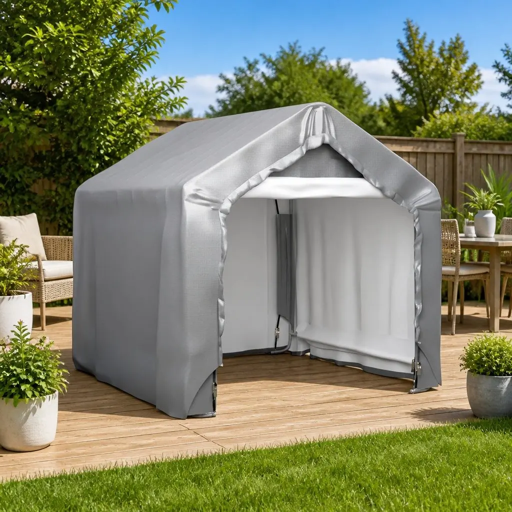 Storage Tent Grey 180x180 cm Waterproof UV-resistant Galvanised Steel Frame
