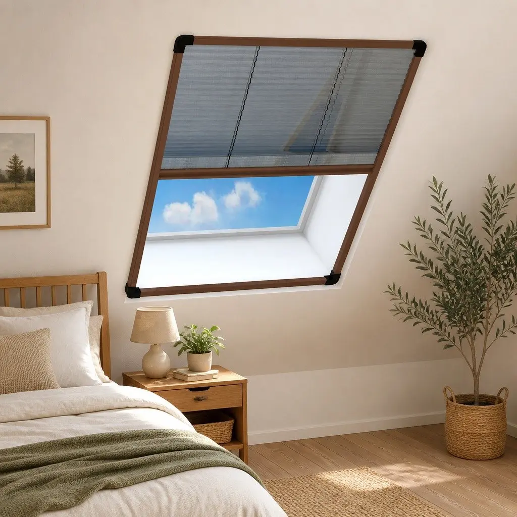 Plisse Insect Screen Aluminium Frame Brown 80x100cm
