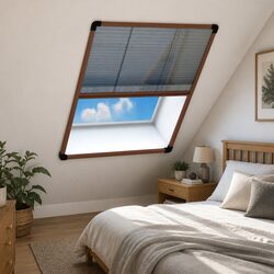 Plisse Insect Screen for Windows Aluminium Frame Brown 80x120cm Mesh