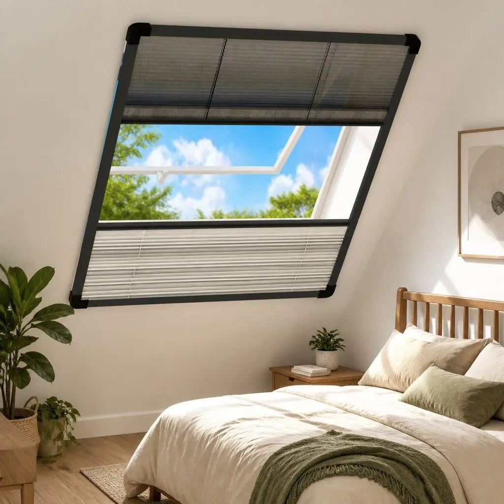 Insect Screen Window Plisse Fine Mesh 80x100cm Aluminium Frame Anthracite