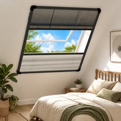 Plisse Insect Screen Window 80x100cm Aluminium Frame Mesh Shade Anthracite