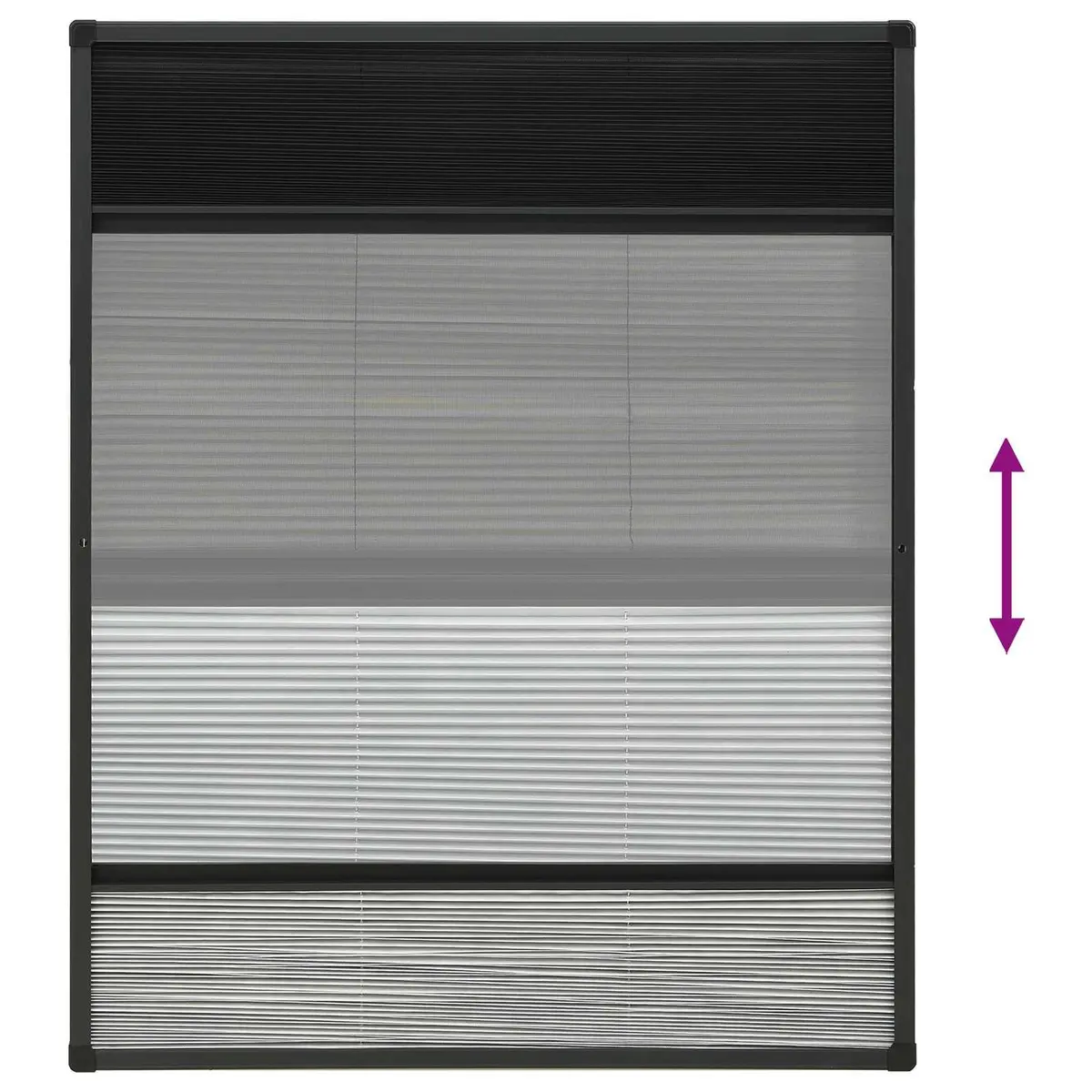Insect Screen Window Plisse Fine Mesh 80x100cm Aluminium Frame Anthracite