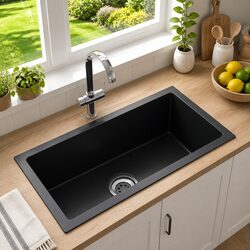 Black Kitchen Sink Stainless Steel Handmade Undermount Drop In Flush Mount Bowl