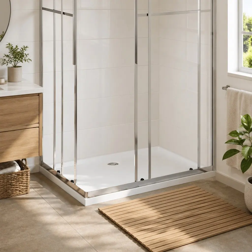 Rectangular Shower Base Tray White 80x110 cm Low Threshold Modern Bathroom
