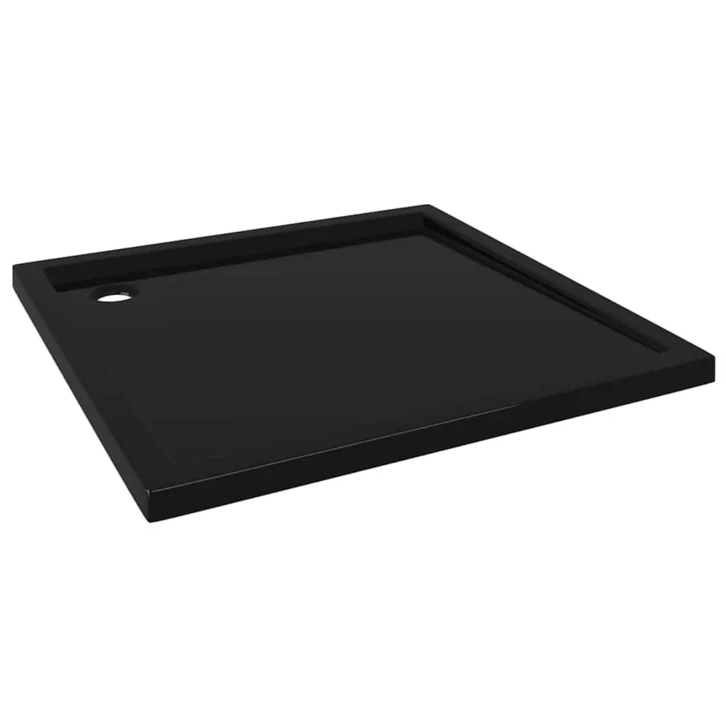 Square Shower Base Tray Low Threshold 90x90 cm Black ABS Modern