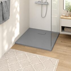 Shower Base Tray Grey 90x90 cm Low Profile Modern Bathroom Fixture Easy Clean