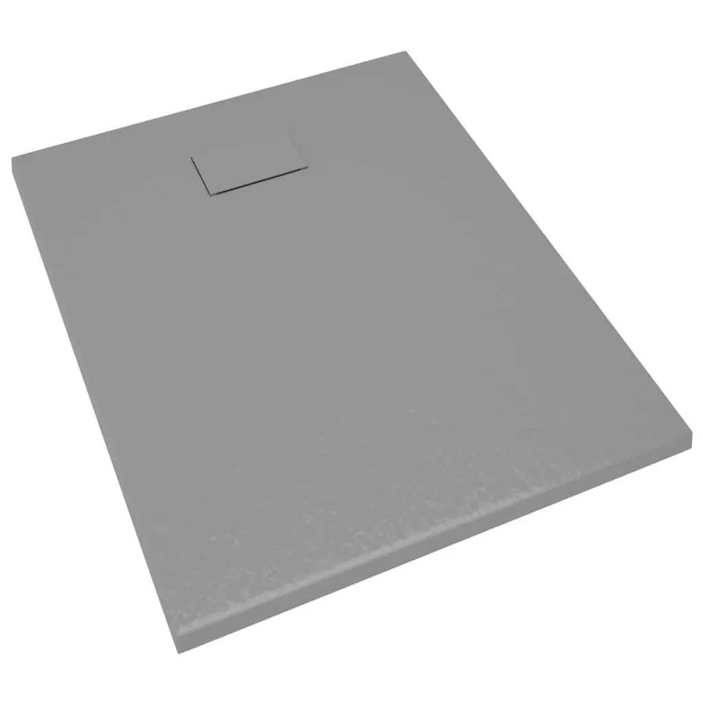 Shower Base Tray Low Profile Grey 100x80 cm Skid Resistant Slate Stone