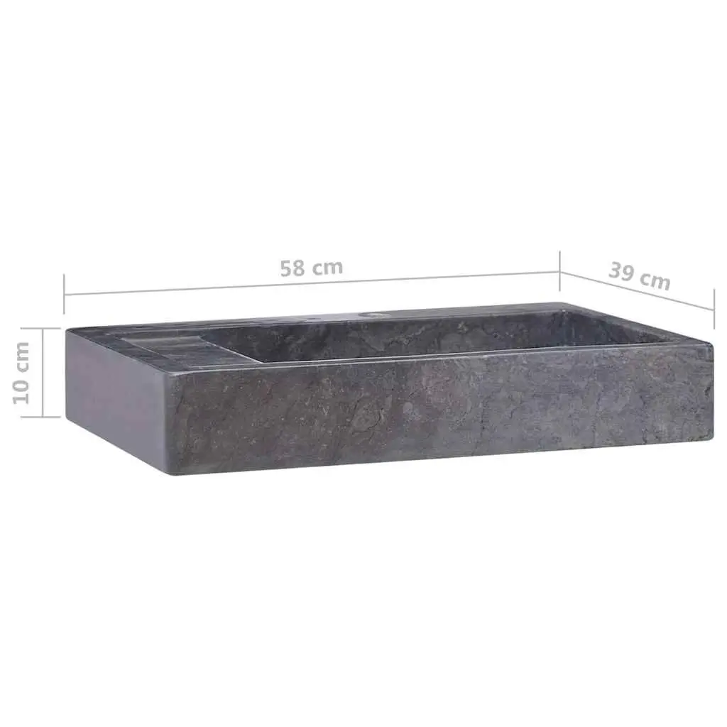 Bathroom Sink Black Marble Handmade Vessel 58x39x10 cm