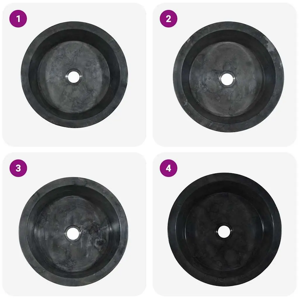 Bathroom Basin Sink Marble Black Round Vessel Bowl Washroom Fixture