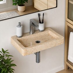 Your New Favorite Bathroom Sink: Cream Marble Style
