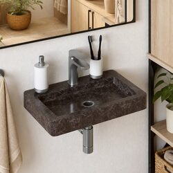 Add a Touch of Class with This Black Marble Sink 38x24x6.5 cm