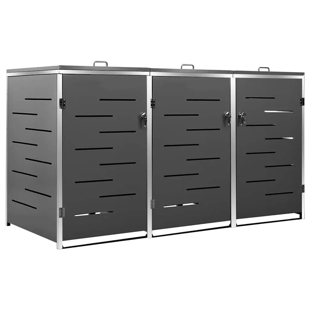 Wheelie Bin Shed Sturdy Frame Anthracite 207x77.5x115cm Outdoor Waste Container Enclosure