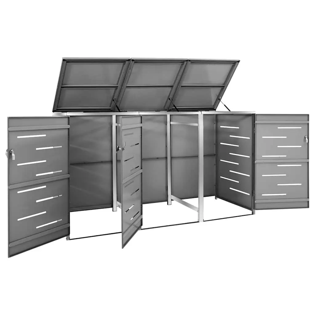 Wheelie Bin Shed Sturdy Frame Anthracite 207x77.5x115cm Outdoor Waste Container Enclosure