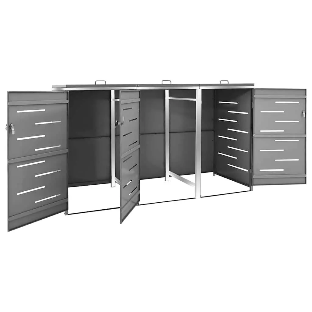 Wheelie Bin Shed Sturdy Frame Anthracite 207x77.5x115cm Outdoor Waste Container Enclosure