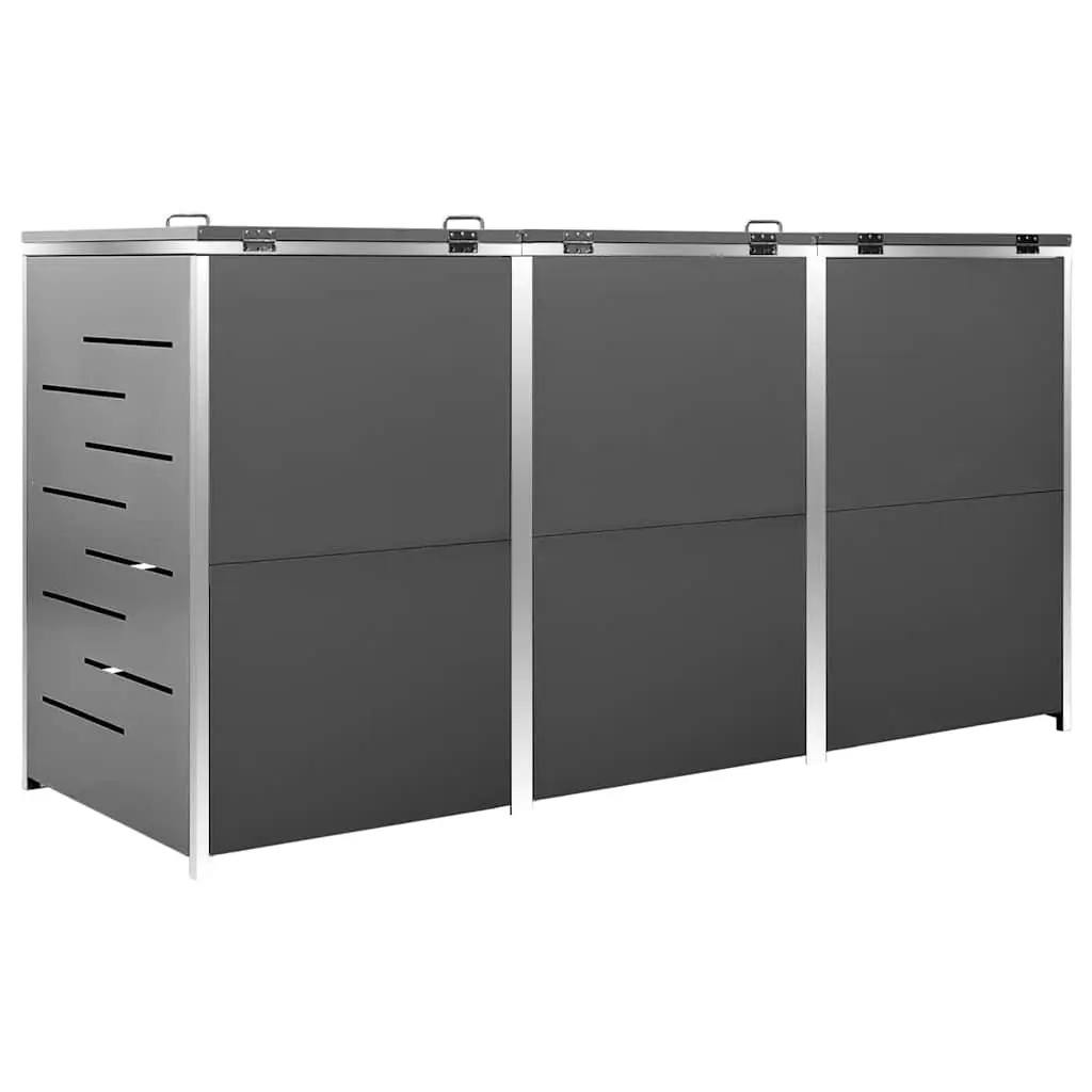 Wheelie Bin Shed Sturdy Frame Anthracite 207x77.5x115cm Outdoor Waste Container Enclosure
