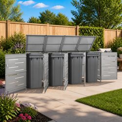 Your Friendly Grey Wheelie Bin Shed for Outdoor Use 276.5x77.5x115cm
