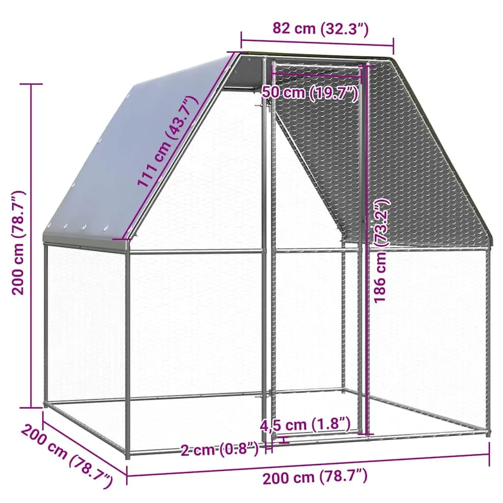 Outdoor Chicken Cage Galvanised Steel Enclosure 2x2x2m