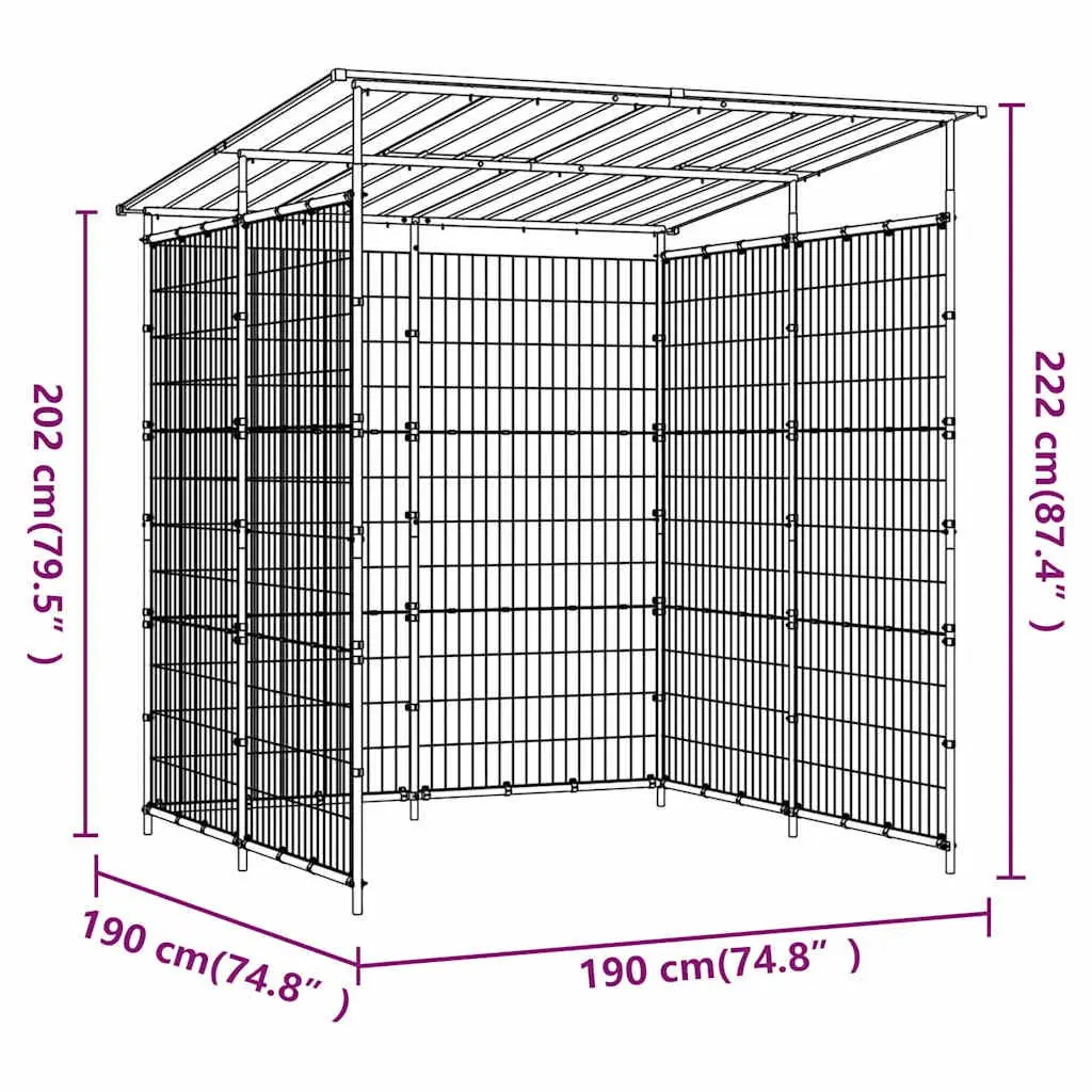 Bicycle Shed Outdoor Storage Powder-Coated Steel 190x190x222cm