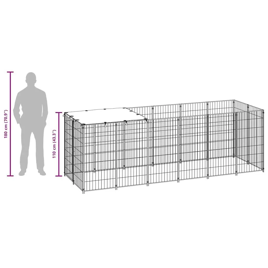 Dog Kennel Outdoor Enclosure Steel Wire Mesh Cage 330x110x110cm
