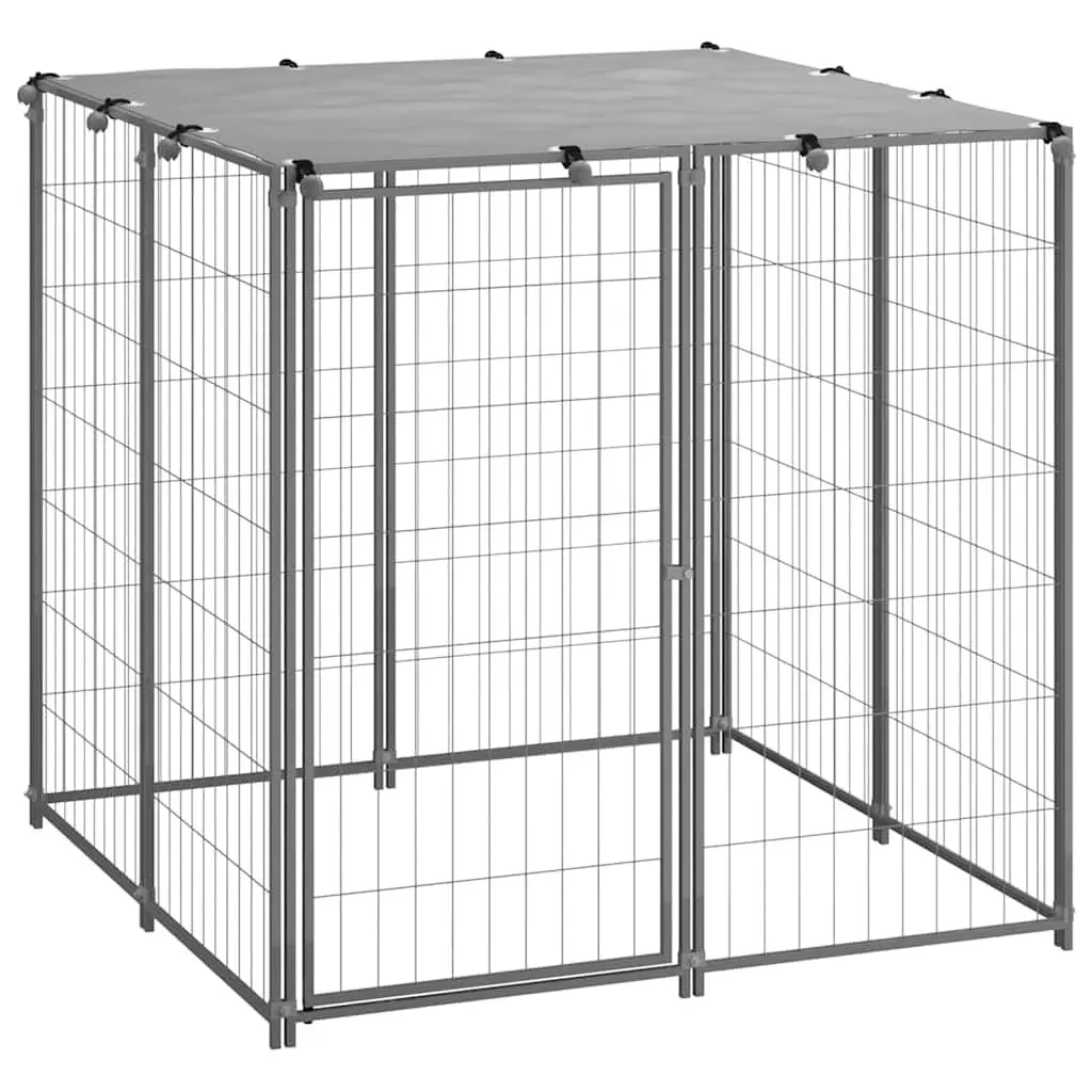 Dog Kennel Outdoor Steel Wire Mesh Cage 110x110x110 cm