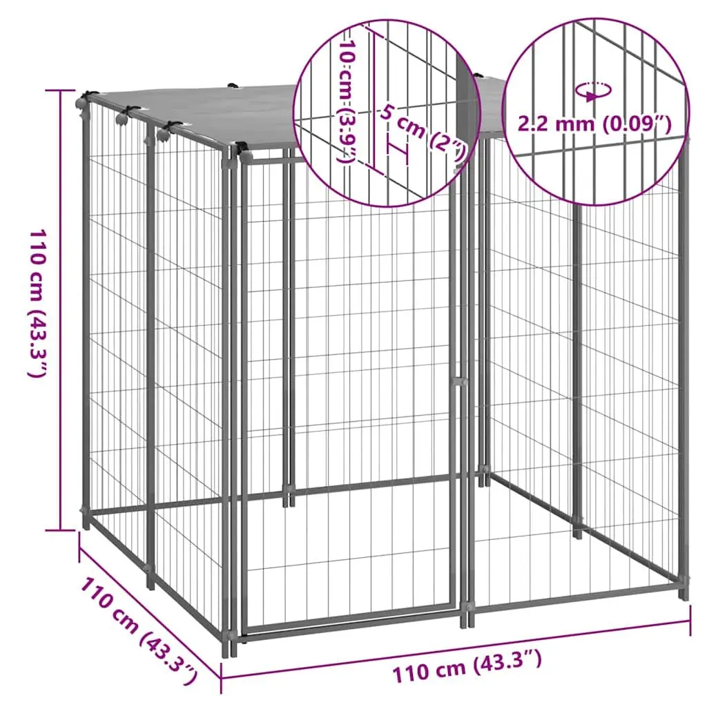 Dog Kennel Outdoor Steel Wire Mesh Cage 110x110x110 cm