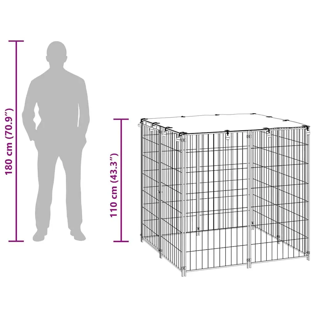 Dog Kennel Outdoor Steel Wire Mesh Cage 110x110x110 cm