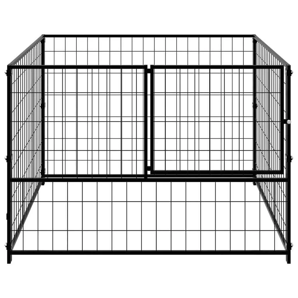 Outdoor Pet Enclosure Steel Wire Mesh Dog Kennel Exercise Pen Black 100x100x70cm