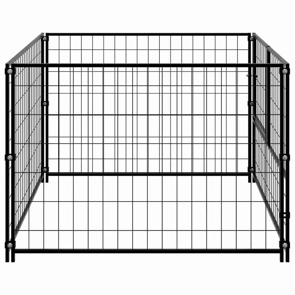 Outdoor Pet Enclosure Steel Wire Mesh Dog Kennel Exercise Pen Black 100x100x70cm