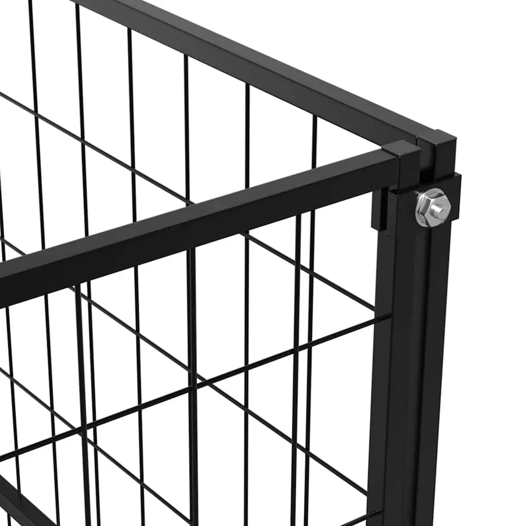 Outdoor Pet Enclosure Steel Wire Mesh Dog Kennel Exercise Pen Black 100x100x70cm
