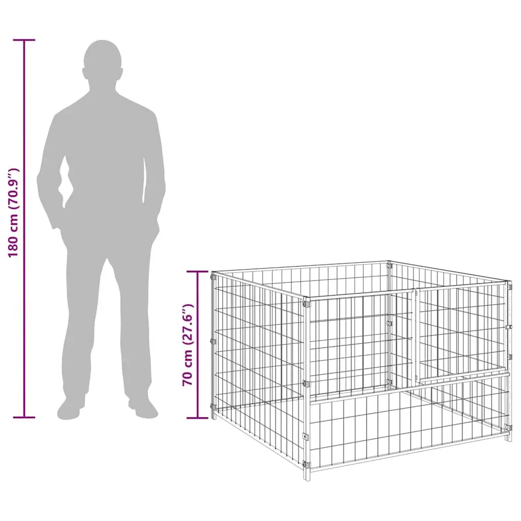 Outdoor Pet Enclosure Steel Wire Mesh Dog Kennel Exercise Pen Black 100x100x70cm