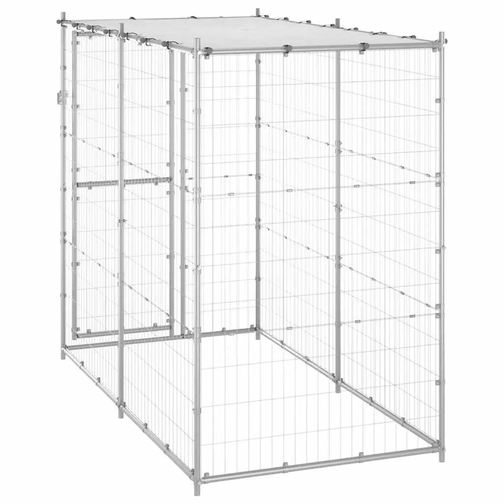 Dog Kennel Galvanised Steel Roof Outdoor Exercise Run Pet Pen Enclosure 110 x 220 x 180 cm