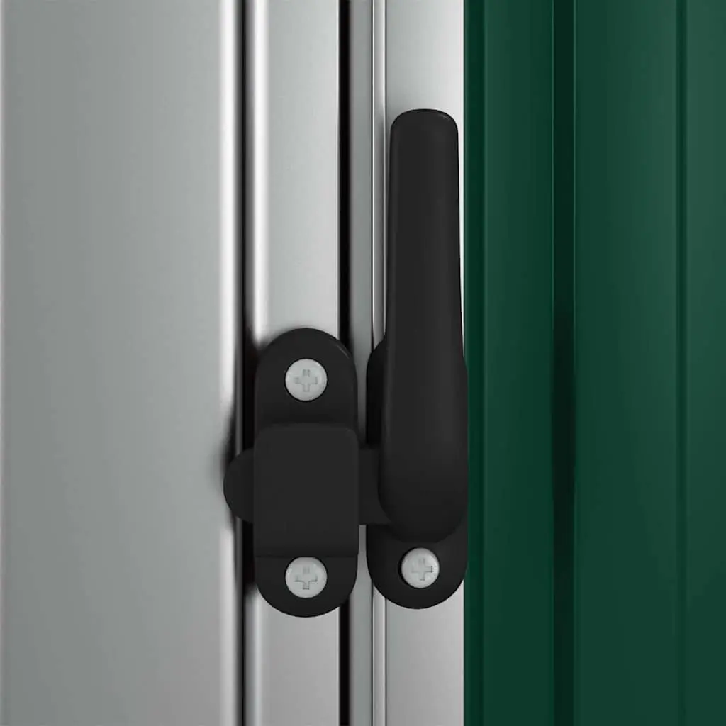 Garden Shed Green Outdoor Storage Galvanised Steel Lockable Door Sloping Roof