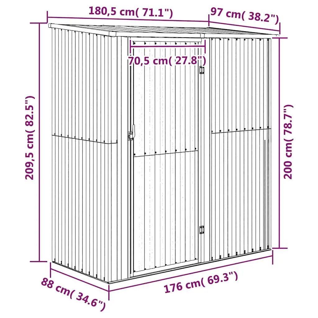 Garden Shed Green Outdoor Storage Galvanised Steel Lockable Door Sloping Roof