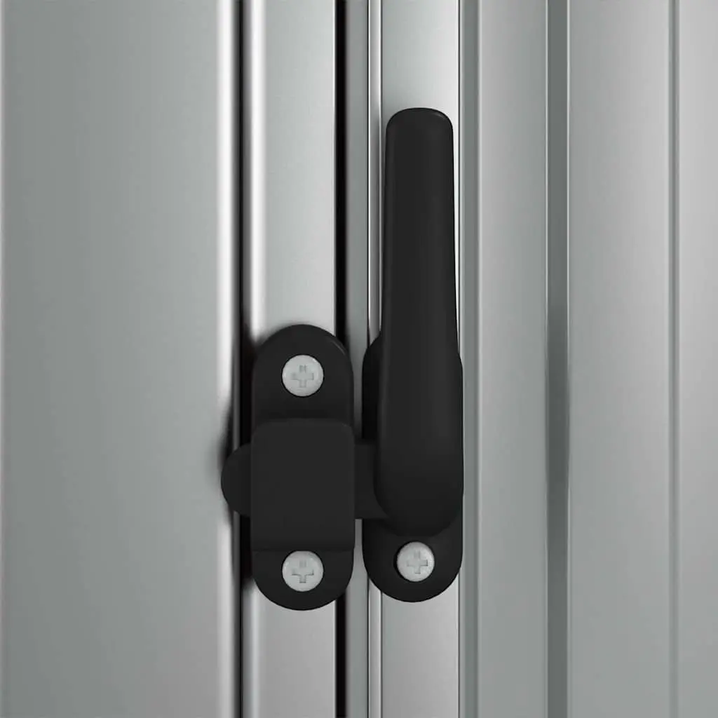 Garden Shed Grey Galvanised Steel Lockable Door Sloping Roof 180.5 x 97 x 209.5 cm