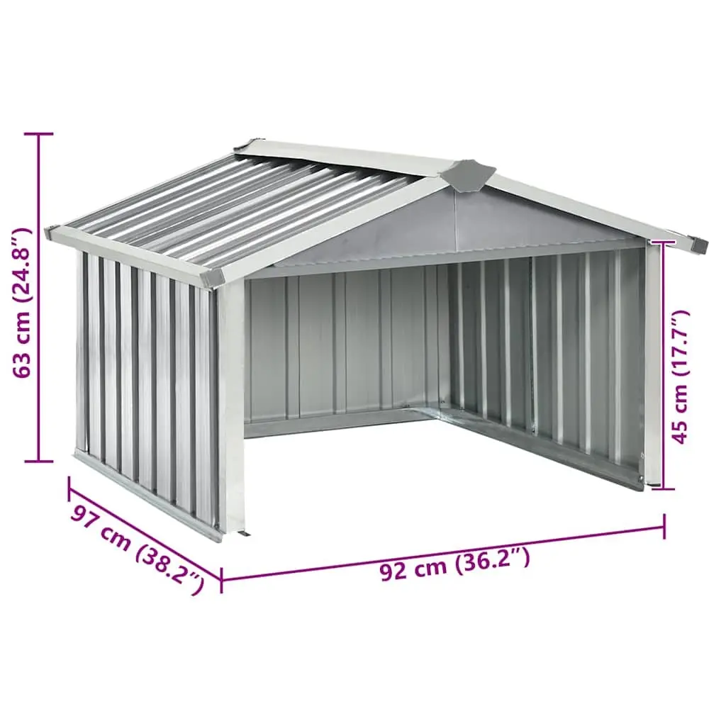 Galvanised Steel Garden Shed for Robot Lawnmower 92x97x63cm Grey