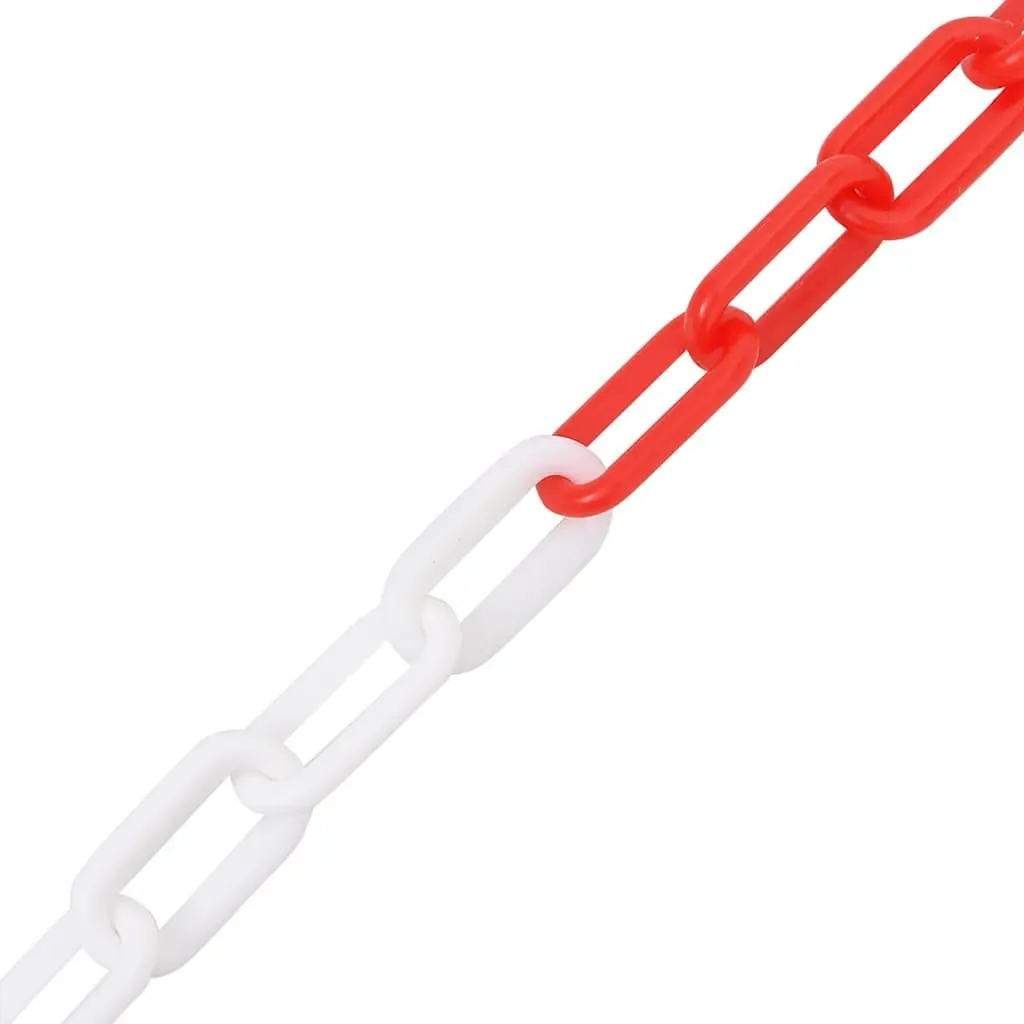 Warning Chain Safety Barrier Lightweight 30 m Red White Plastic