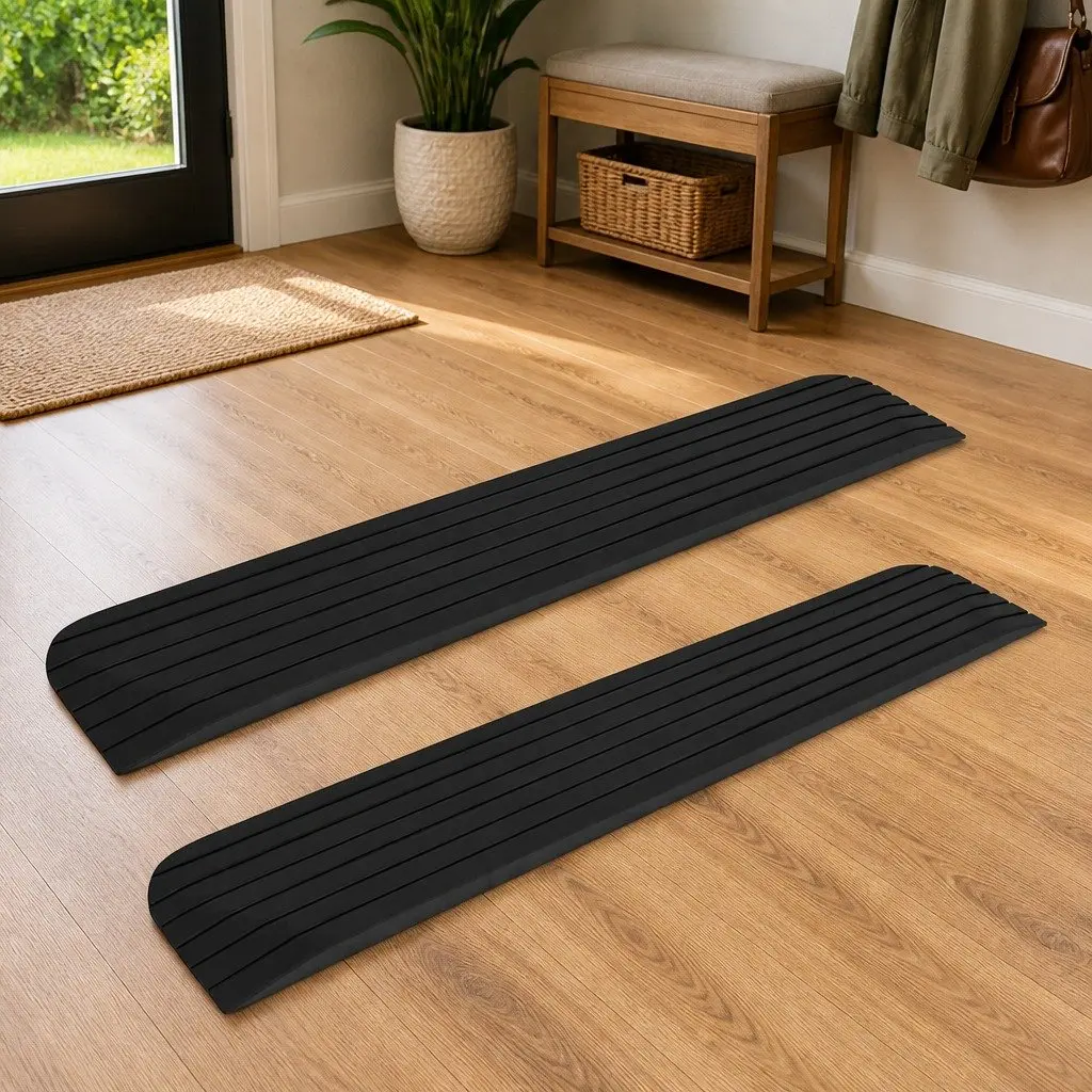 Threshold Ramps Pair Rubber Non-Slip Surface Wheelchairs Rollators Scooters