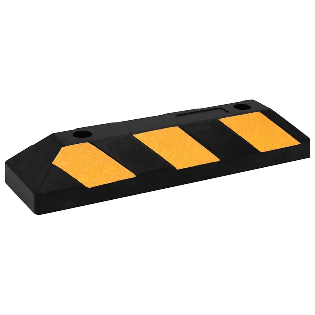 Reflective Rubber Parking Blocks 2pcs Vehicle Wheel Stoppers Garage Lot Safety