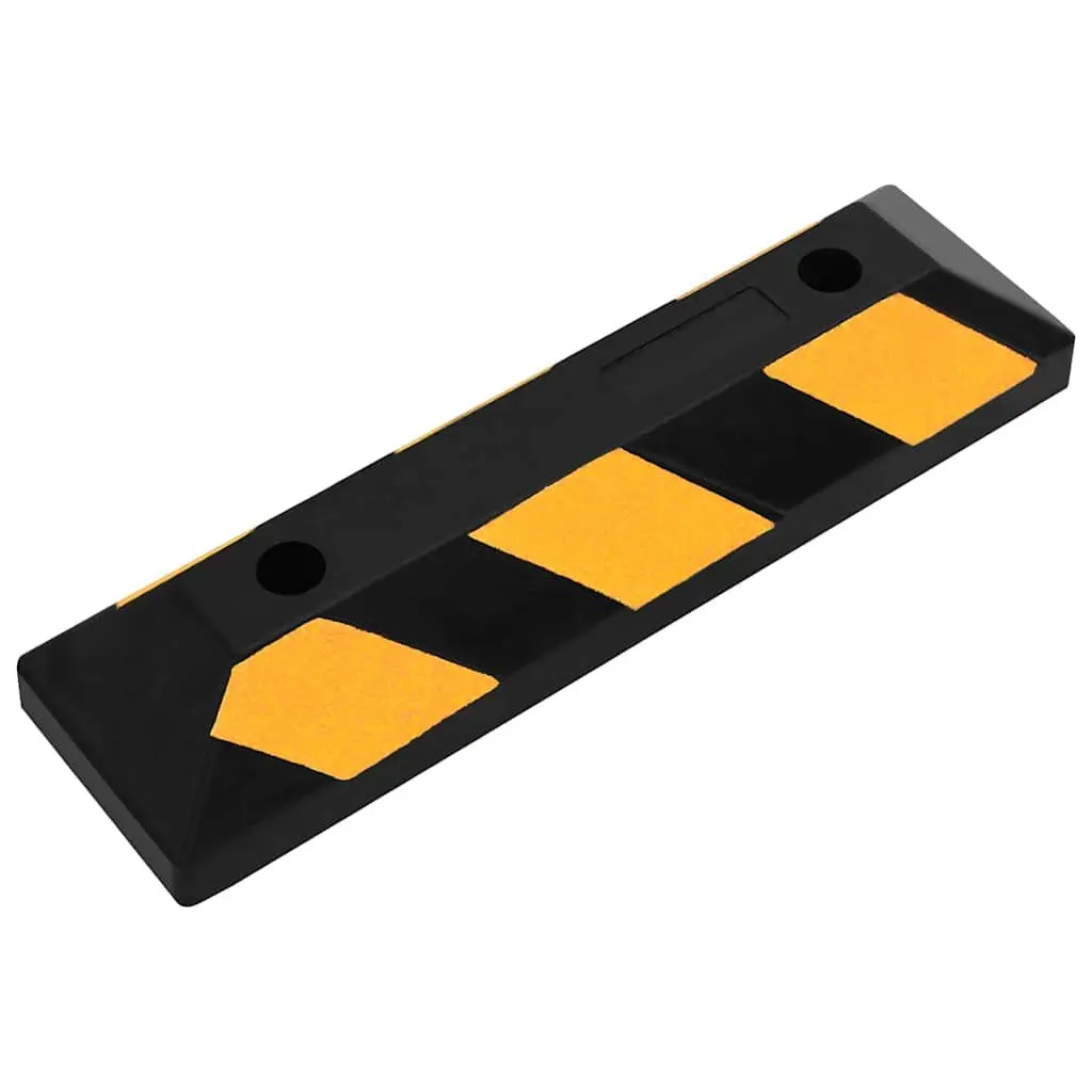 Reflective Rubber Parking Blocks 2pcs Vehicle Wheel Stoppers Garage Lot Safety