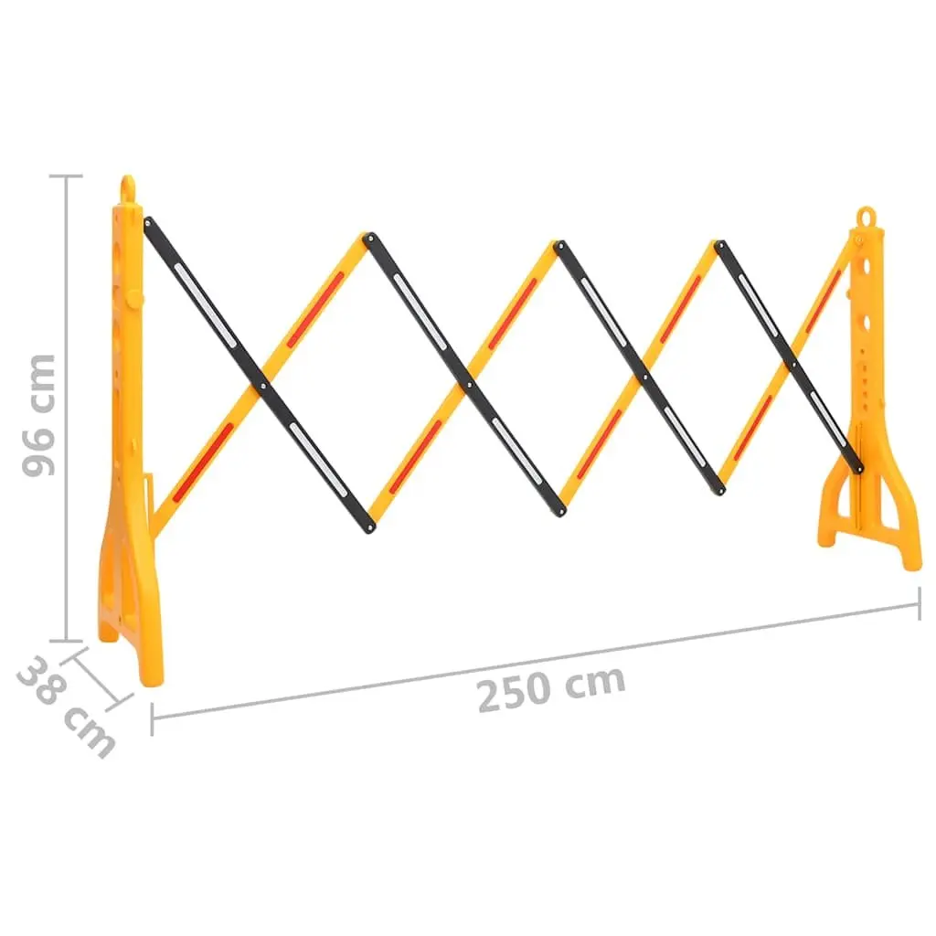 Folding Traffic Barrier Yellow Black Reflective Safety 250 x 38 x 96 cm