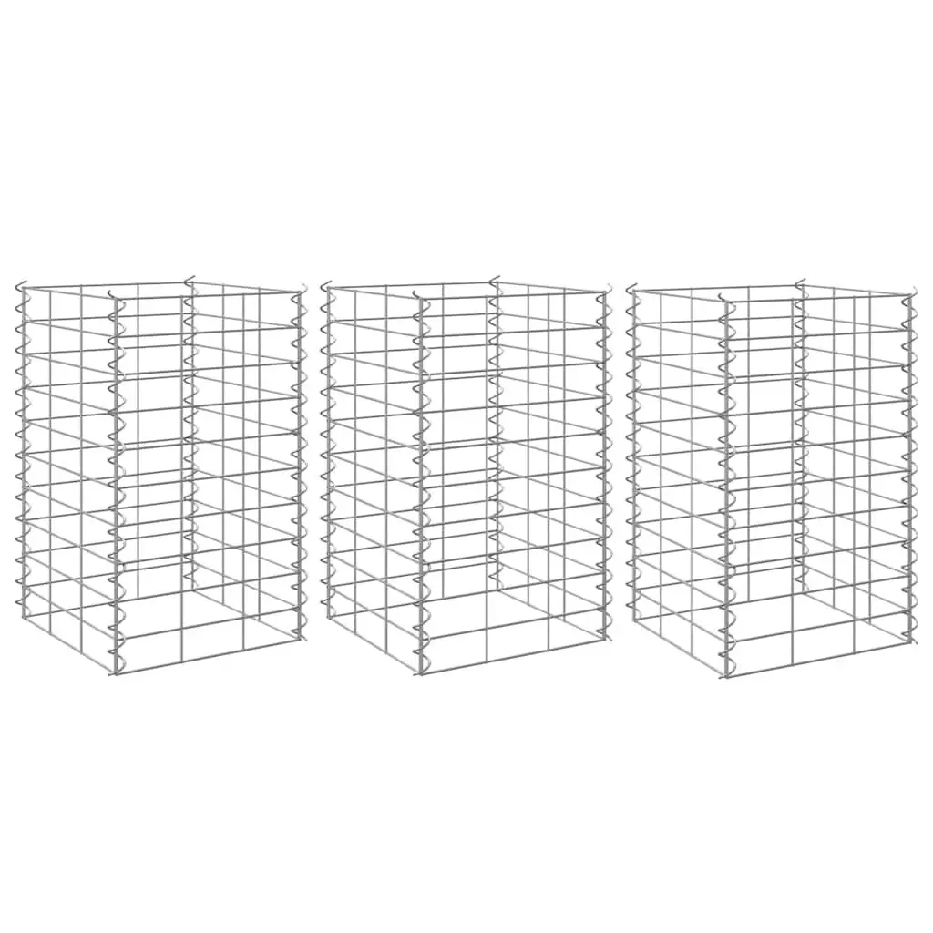 Gabion Raised Beds 3 pcs Iron Garden Planter 30x30x50 cm