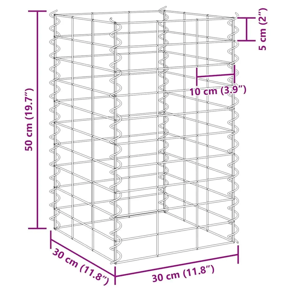 Gabion Raised Beds 3 pcs Iron Garden Planter 30x30x50 cm