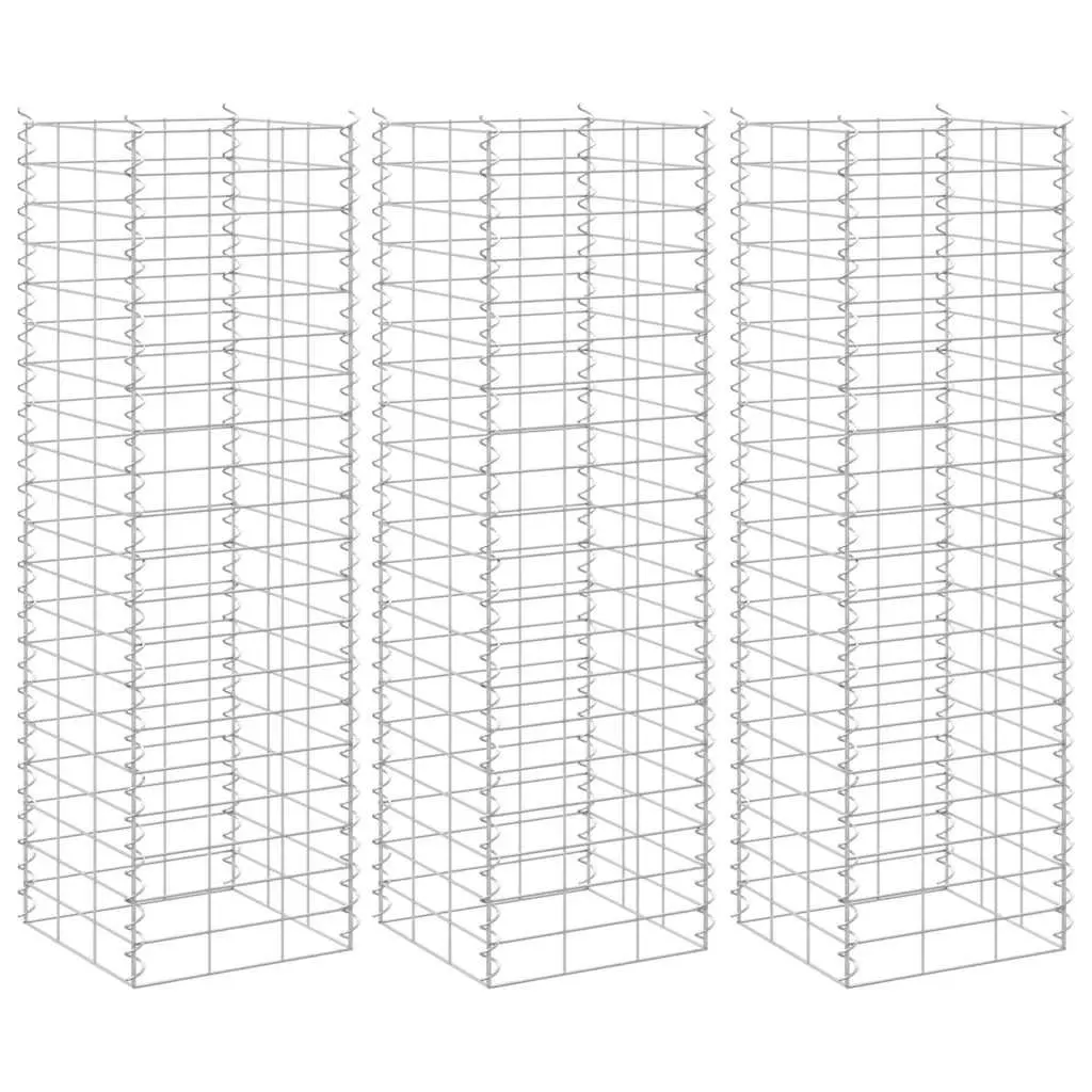 Gabion Raised Beds 3 pcs 30x30x100 cm Iron Retaining Wall Garden Planter Box
